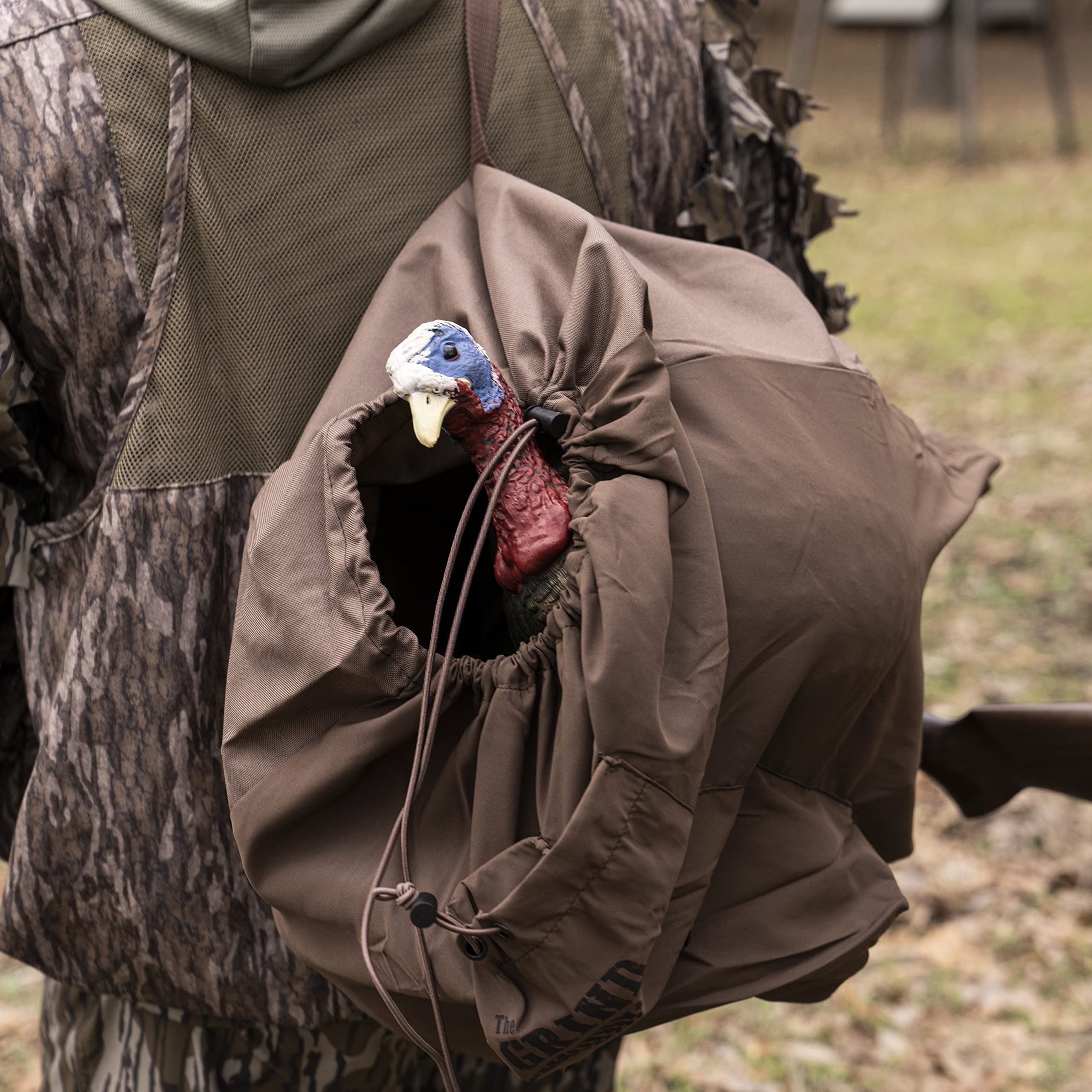 The Grind bag carries a harvested gobbler for easy field retrieval