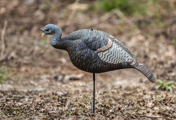 The Grind hen decoy motion-stake assembly demonstrates quick, reliable setup in field conditions.