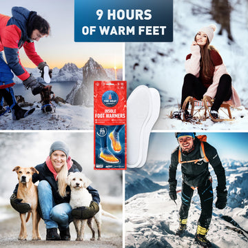 The Heat Company insole foot warmers with perforated side up for better heat distribution.