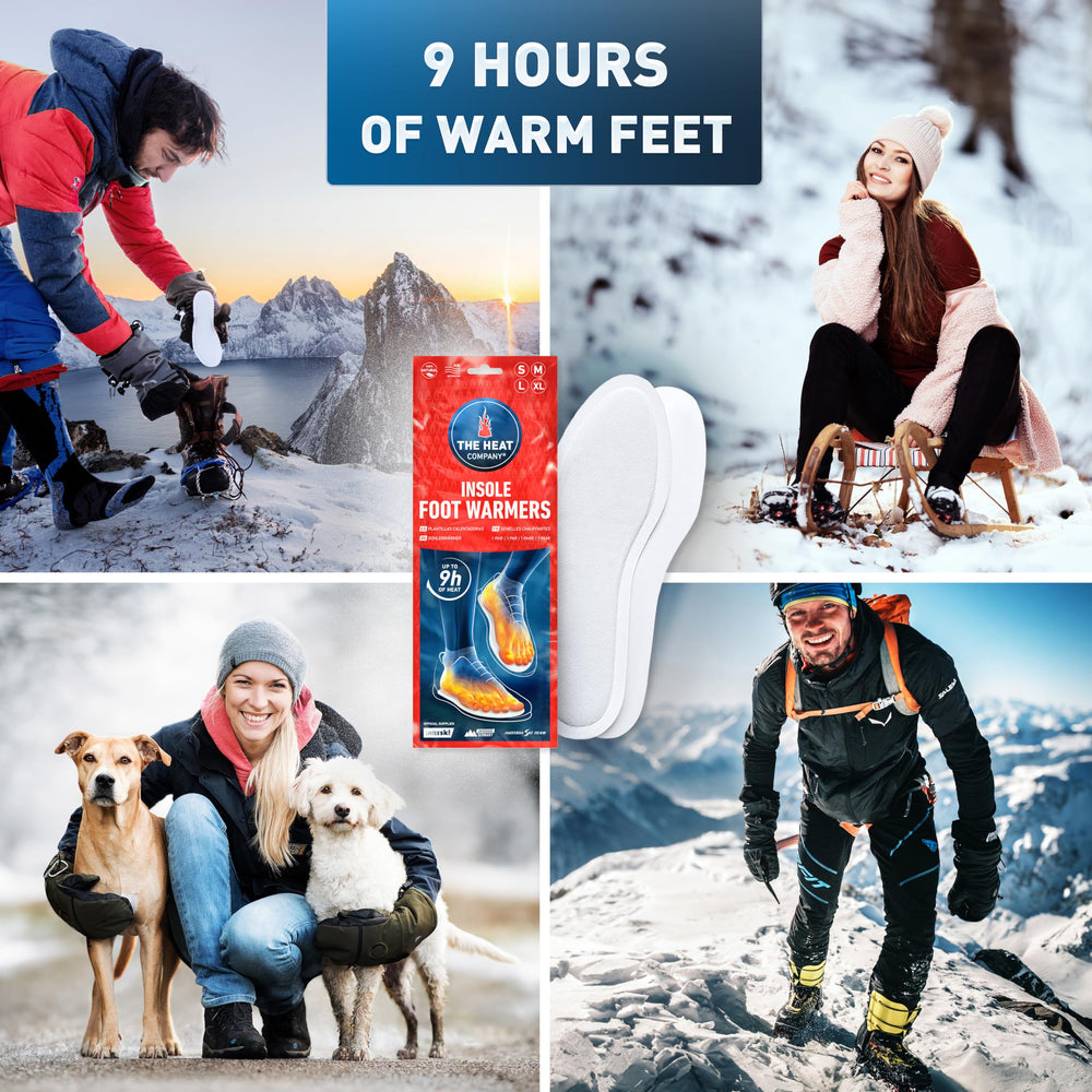 The Heat Company insole foot warmers with perforated side up for better heat distribution.