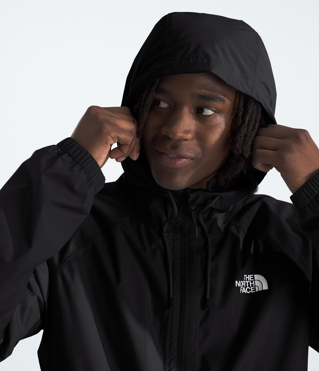 The North Face Antora Rain Hoodie drawcord hem lets you seal out drafts.