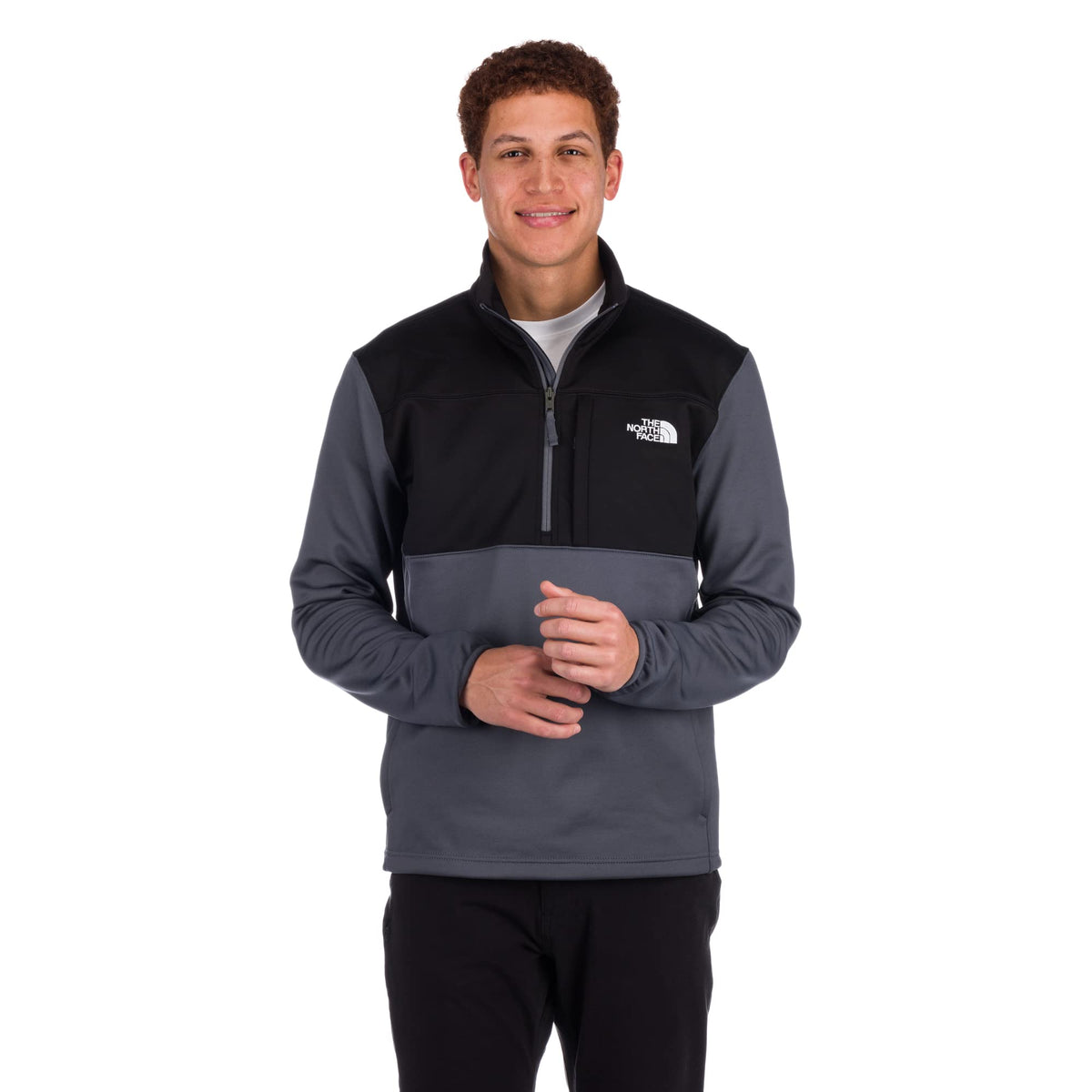 The North Face Astro Ridge quarter zip front view for cool-weather hikes.