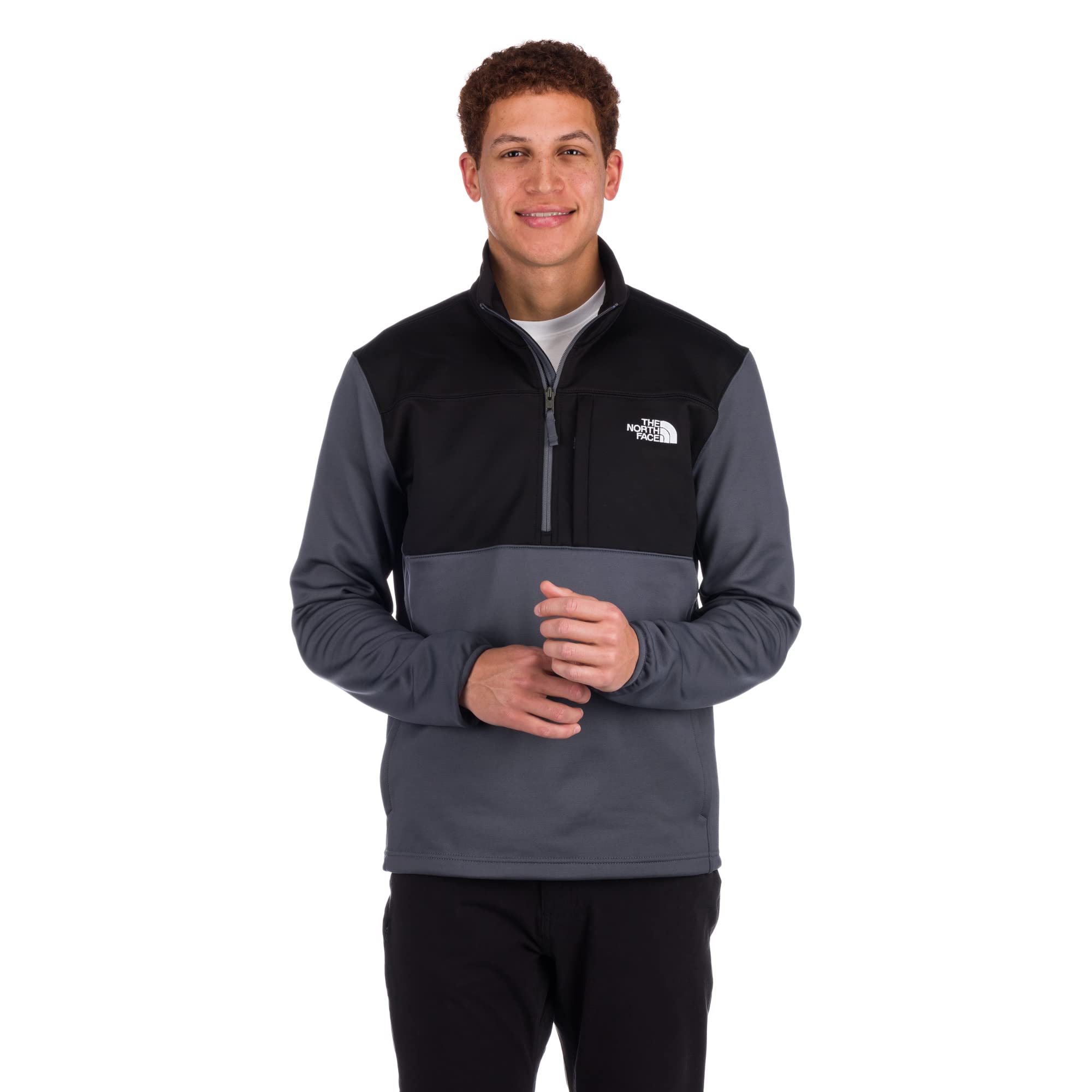 The North Face Astro Ridge quarter zip front view for cool-weather hikes.