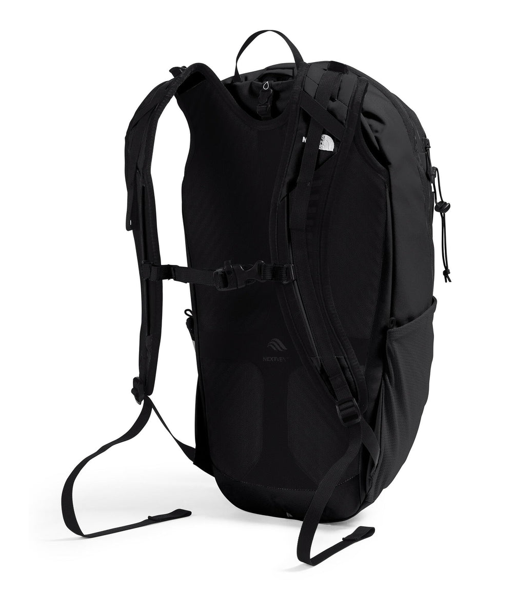 The North Face Basin 18L ripstop nylon with DWR finish for durability.