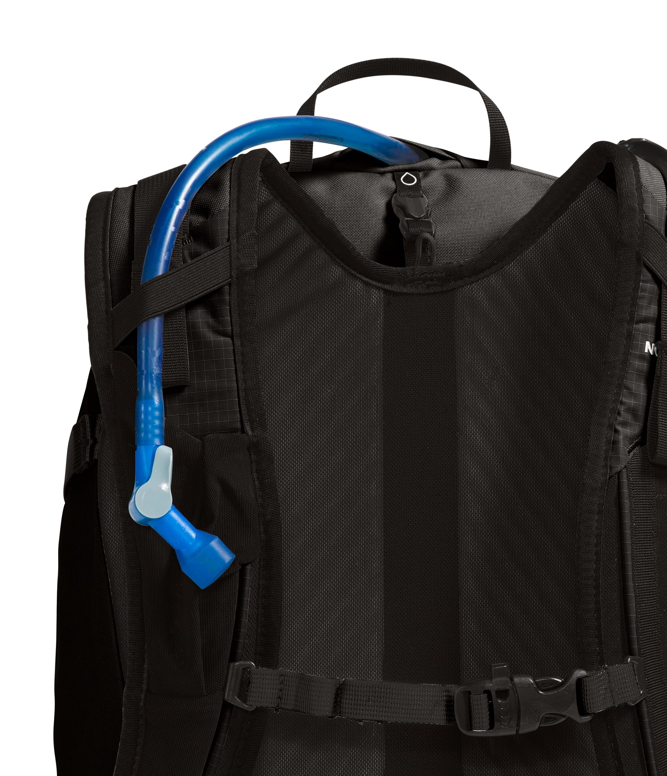 The North Face Basin 24L external stash pocket highlights quick access to bulky items while hiking.