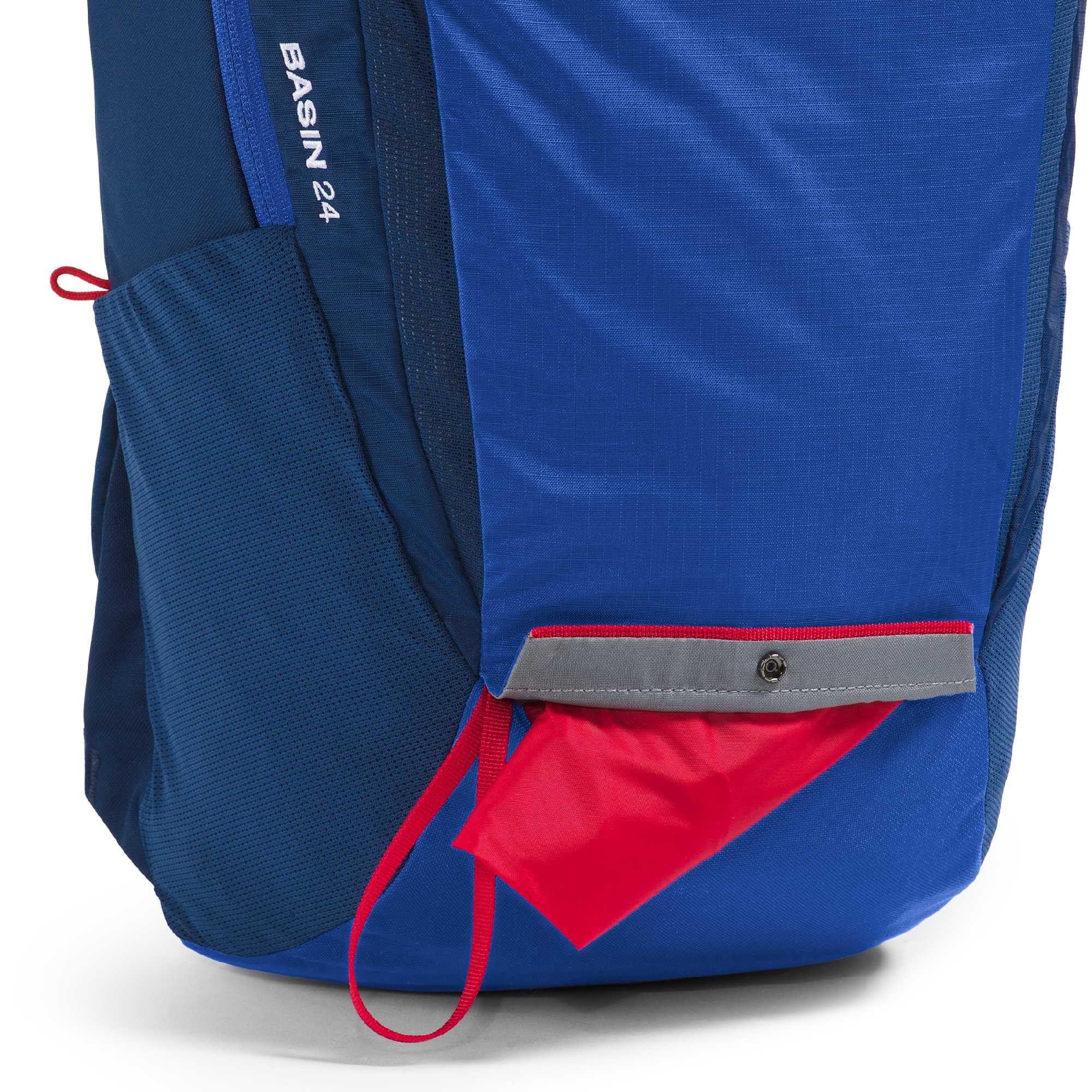 The North Face Basin 24L in estate blue stands out on trails.