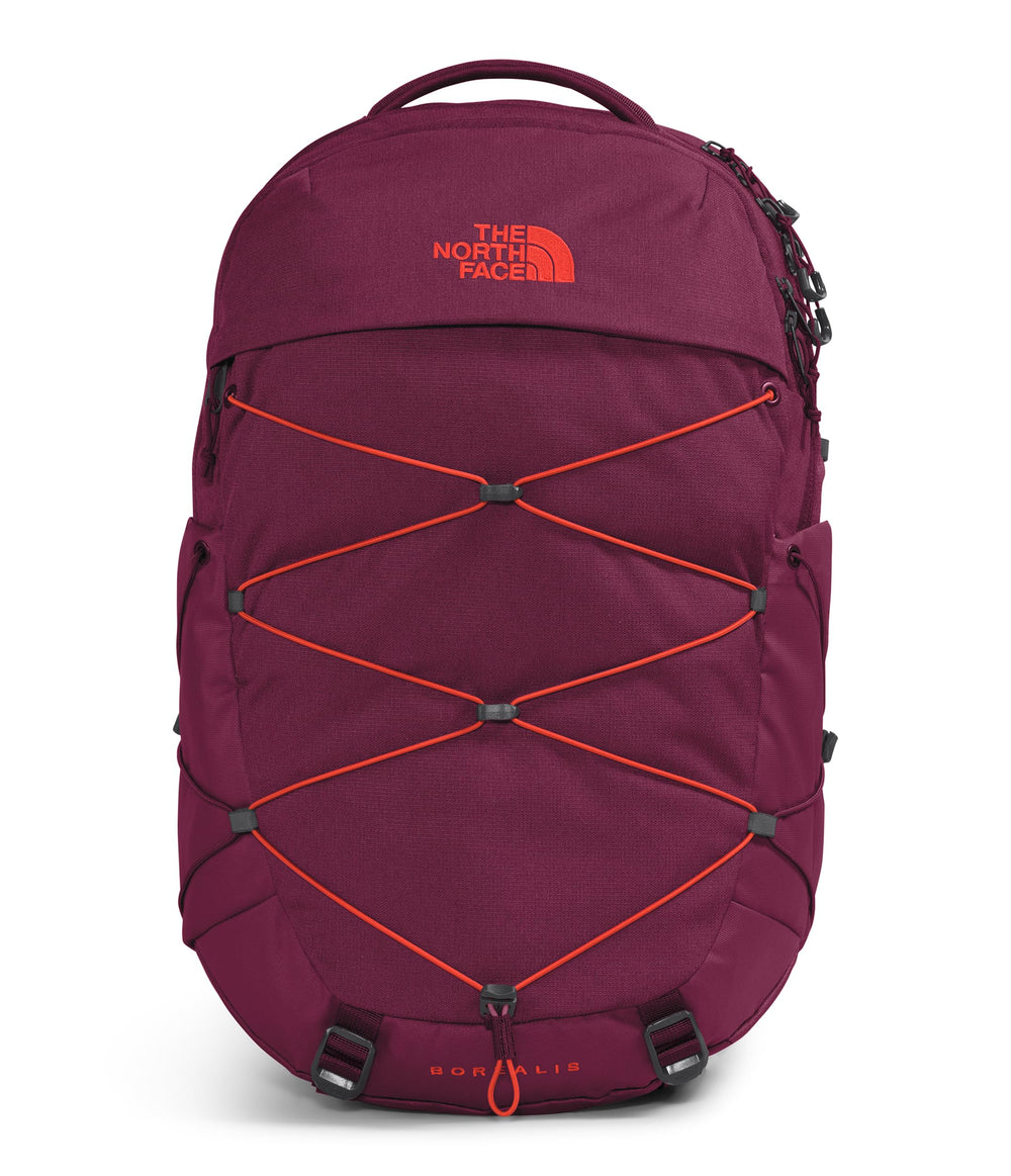 The North Face Borealis women's backpack front view shows organized compartments for daily commute.