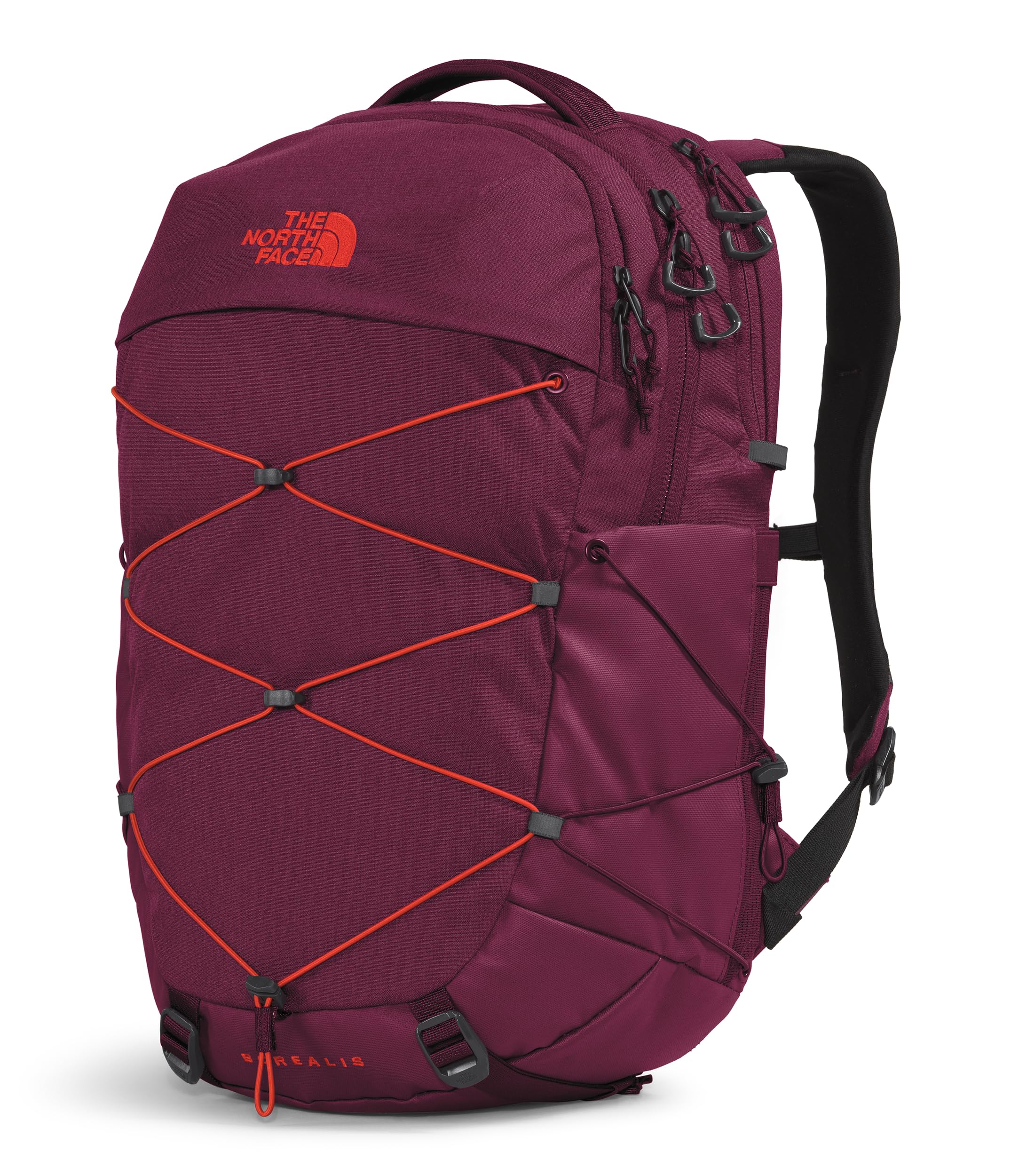 The North Face Borealis women's backpack side view highlights expandable pockets for essentials on the go.