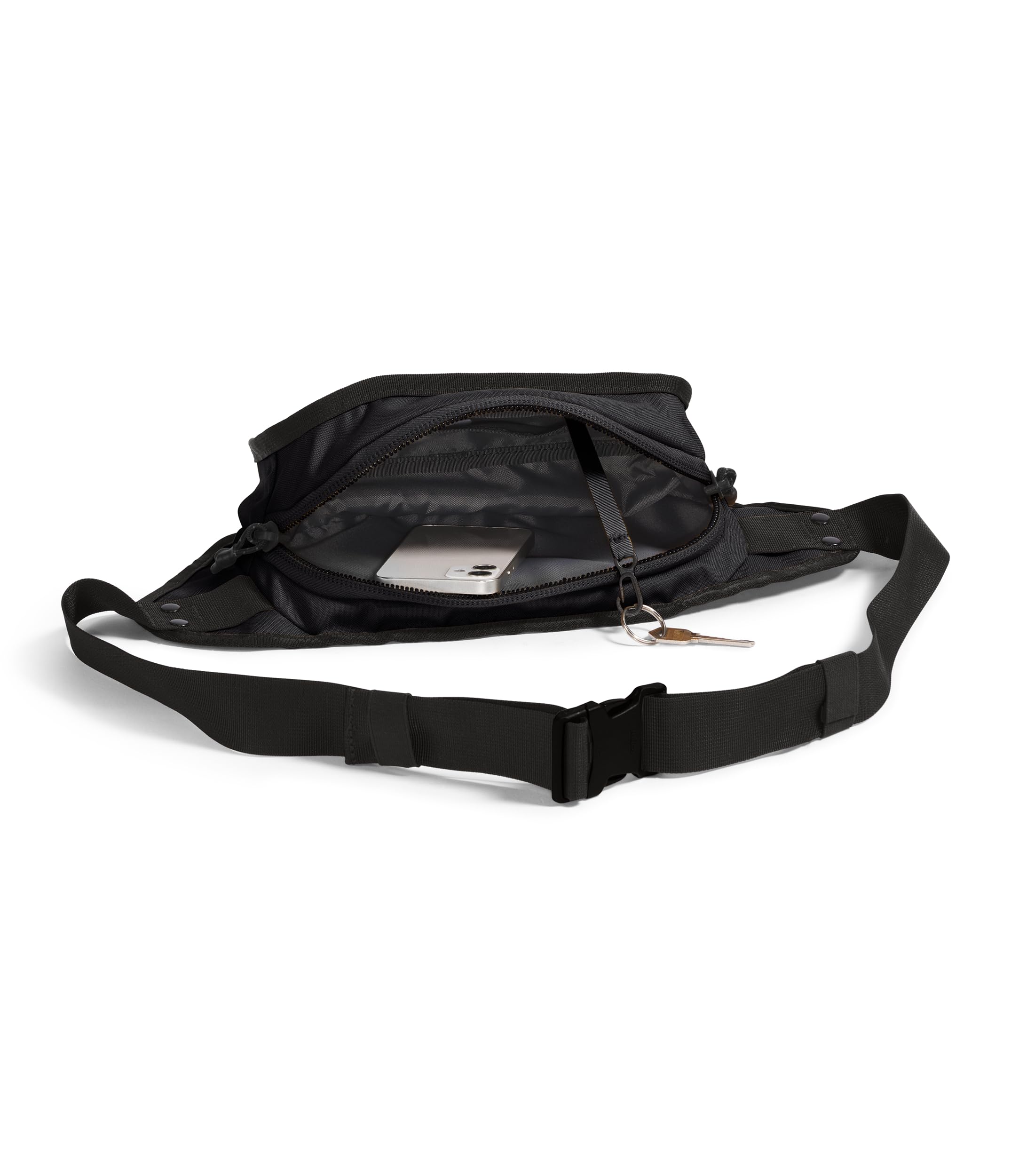 The North Face Explore Hip Pack fabric closeup reveals water-repellent finish and rugged texture