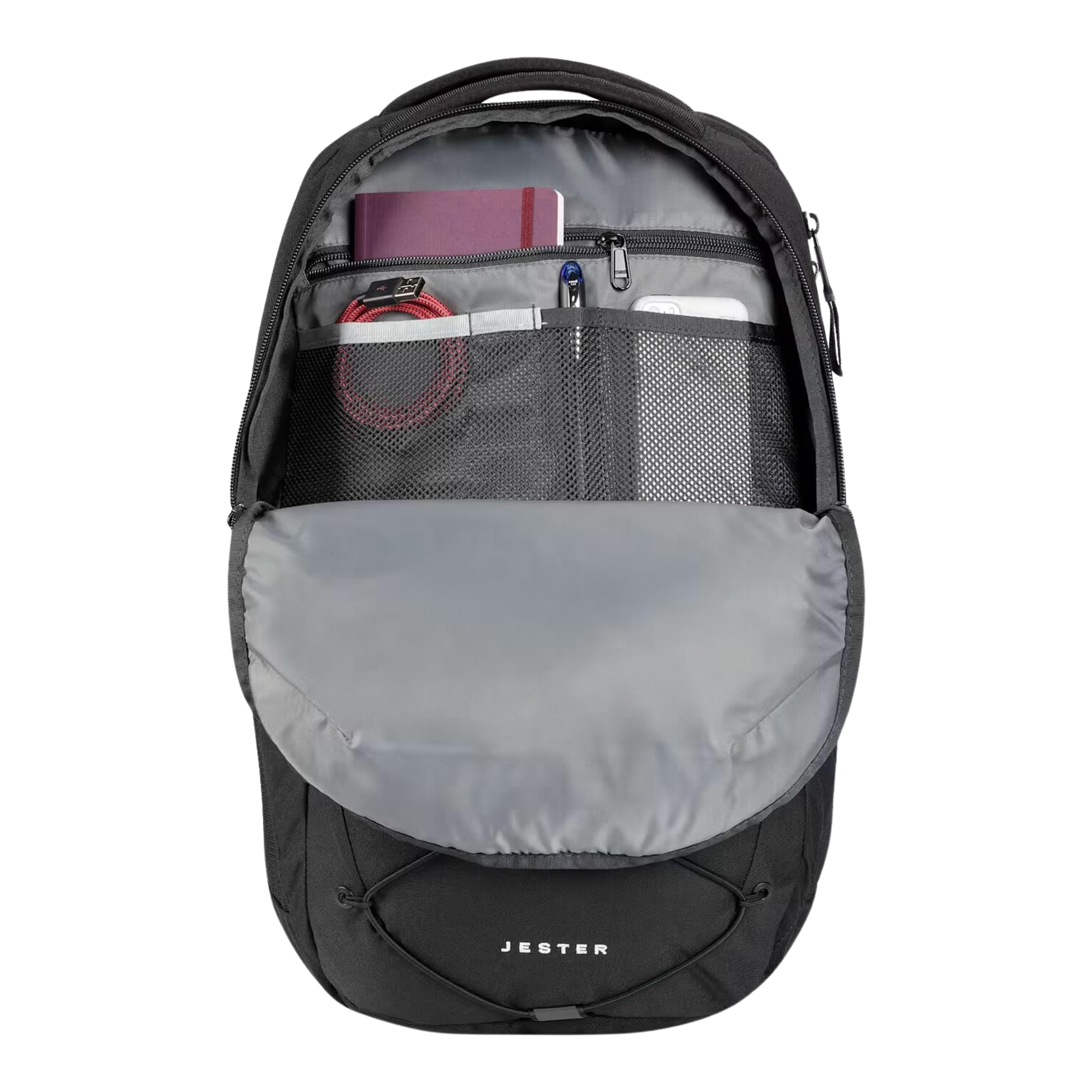The North Face Jester stand-alone design supports easy packing and quick access.