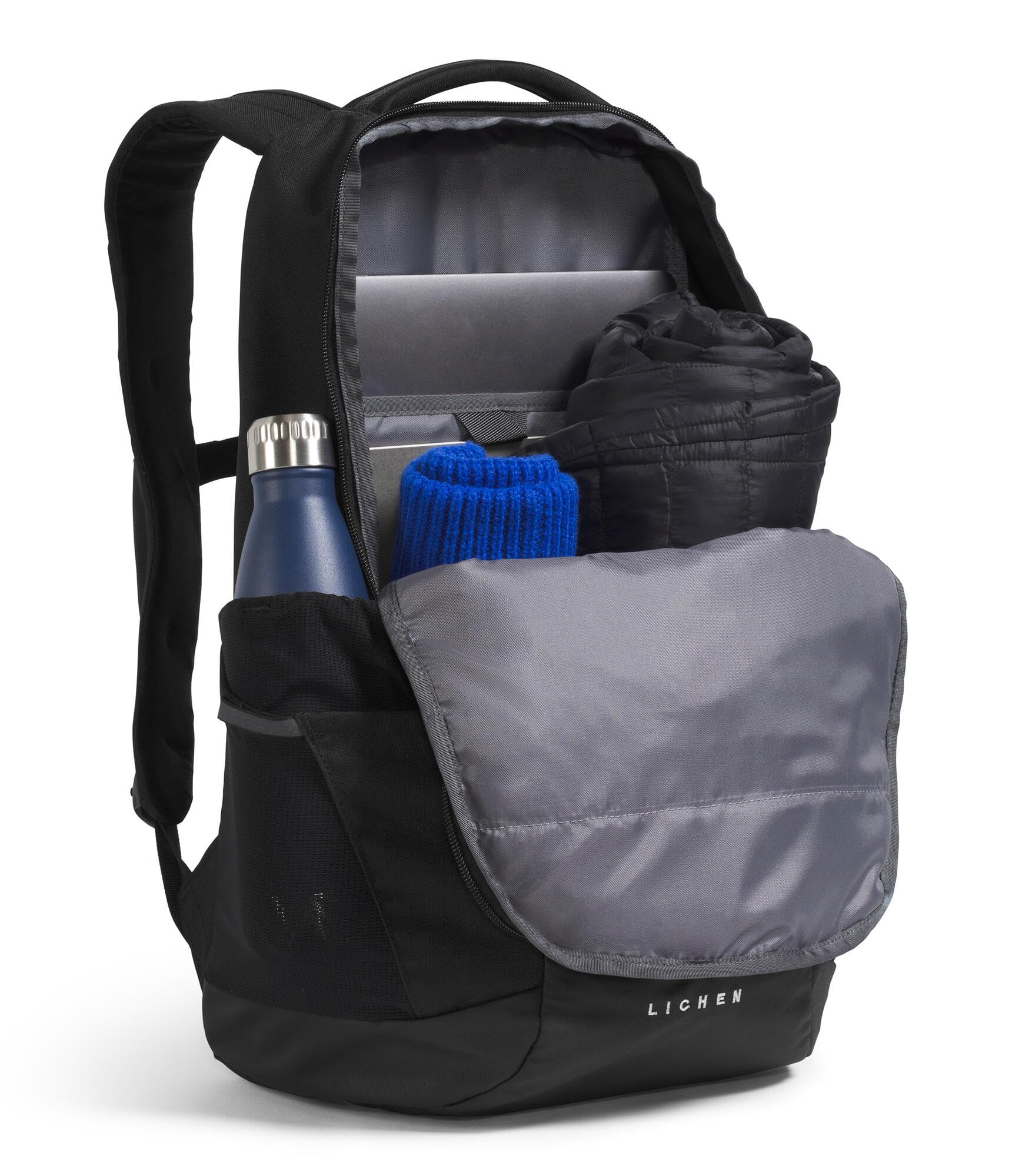 The North Face Lichen Daypack center front zipper access enables quick essentials reach