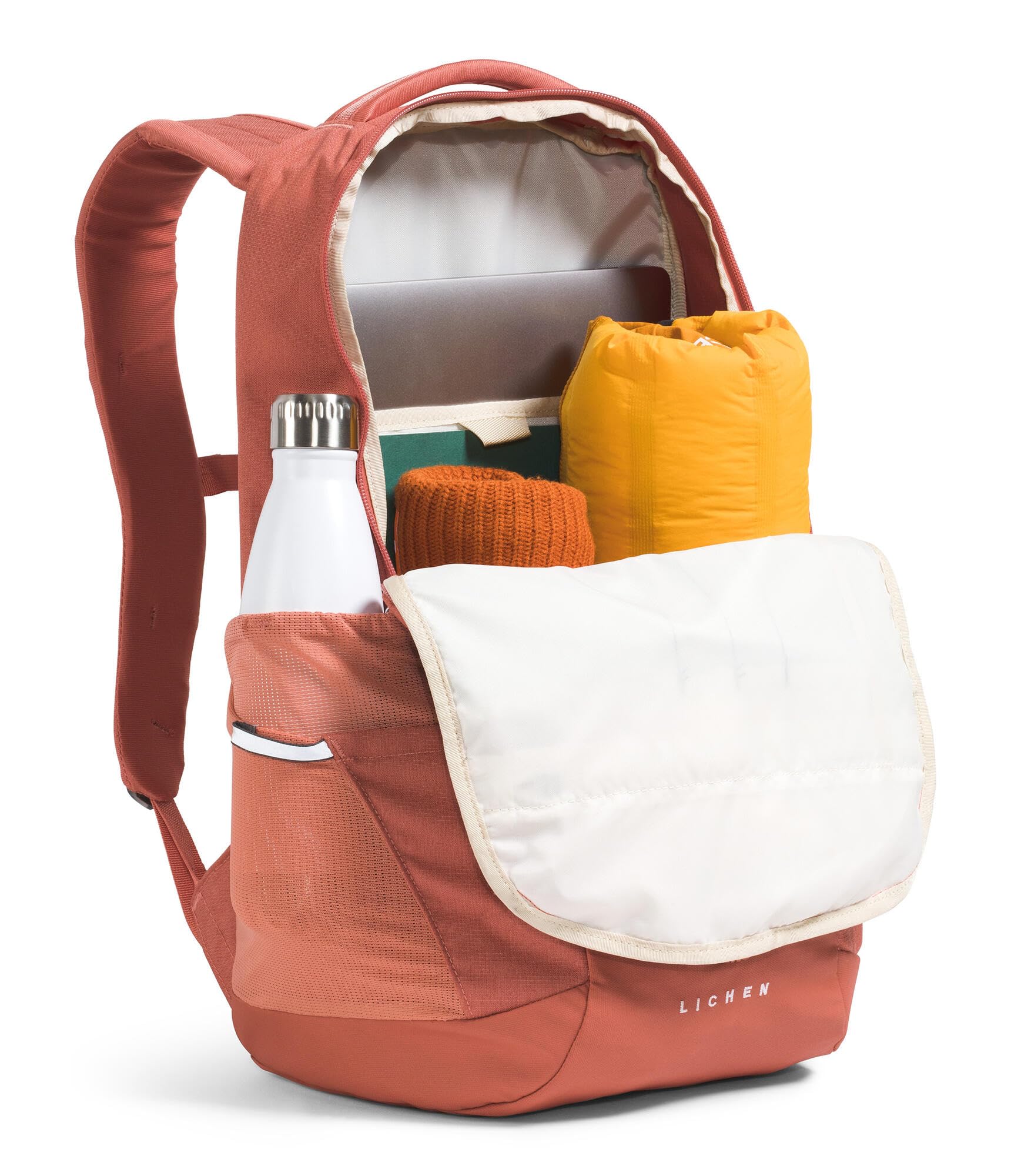 The North Face Lichen Daypack center-front zip offers quick access.