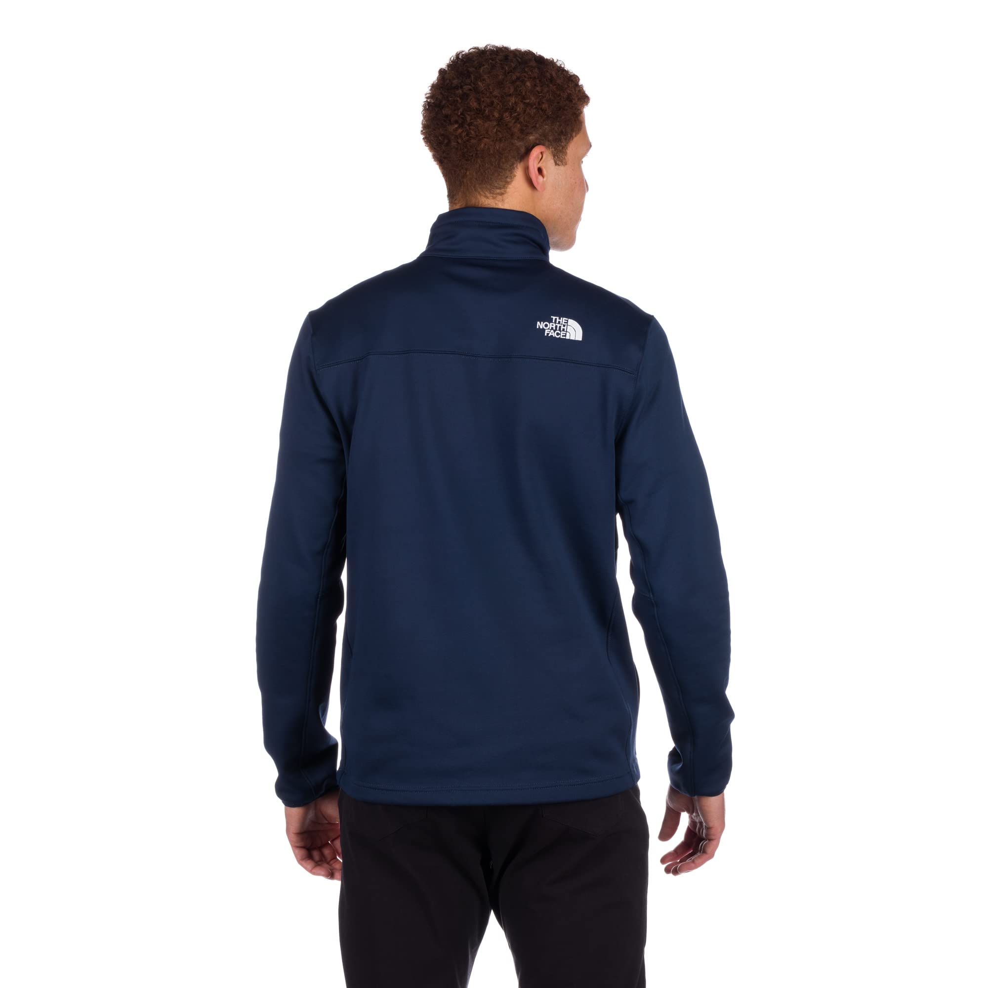 The North Face Astro Ridge ¼ Zip fabric close-up highlights recycled material and soft mid-weight texture.