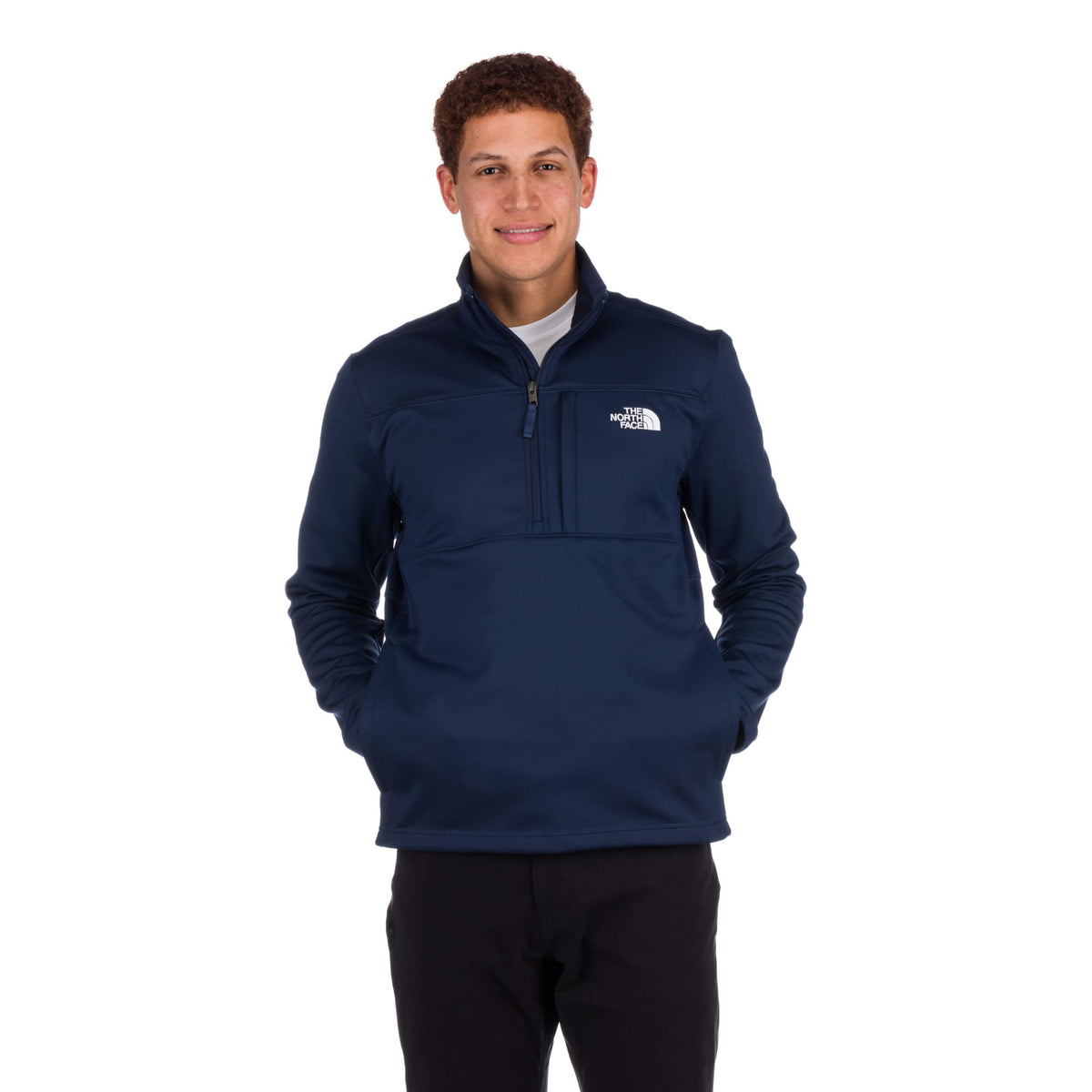The North Face Astro Ridge ¼ Zip Summit Navy front view showing relaxed standard fit.