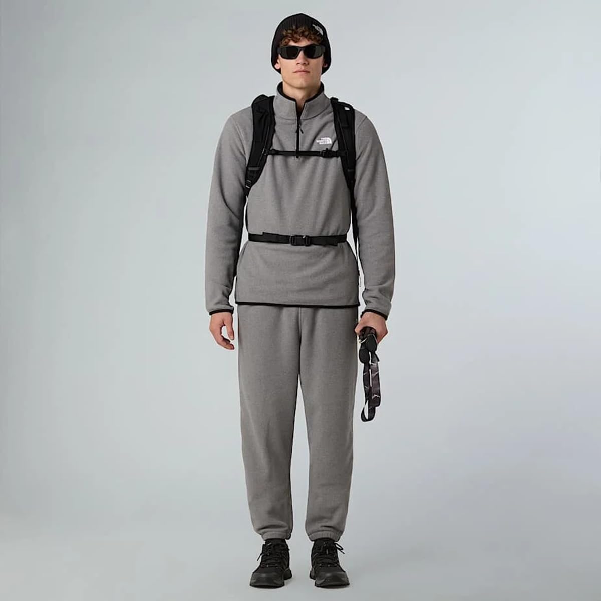 The North Face men's Glacier Fleece Quarter Zip, back view for versatile city to trail layering.