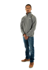 The North Face Men's Glacier Fleece Quarter Zip jacket material closeup shows recycled polyester