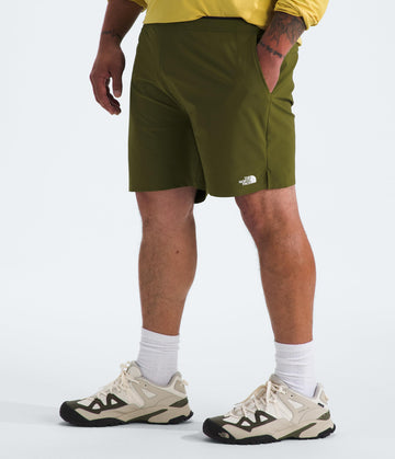 The North Face Wander Short 2.0 fabric close-up reveals recycled materials.