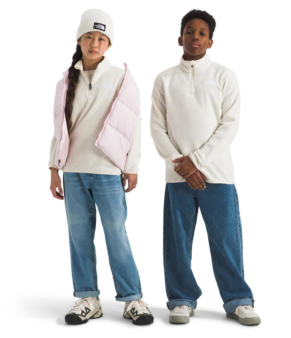 The North Face Teen Glacier pullover front view, warm fleece for school and outdoors.
