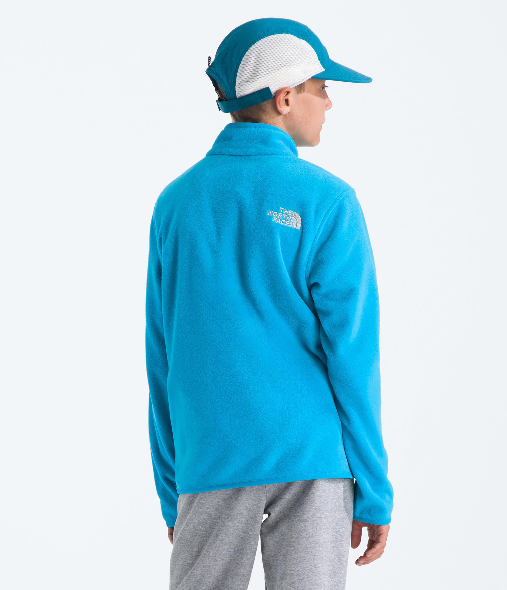 The North Face Teen Glacier Quarter-Zip Pullover collar detail highlights the comfortable stand-up collar