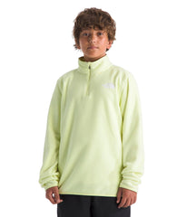 The North Face Teen Glacier Quarter-Zip Pullover back view, Lemon Mist, durable warmth for chilly days.