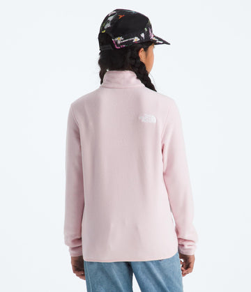 The North Face Teen Glacier quarter-zip pullover stand collar detail emphasizes polished warmth.