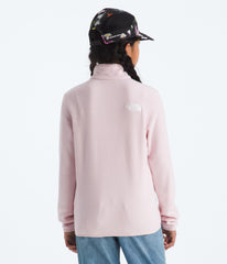 The North Face Teen Glacier quarter-zip pullover stand collar detail emphasizes polished warmth.