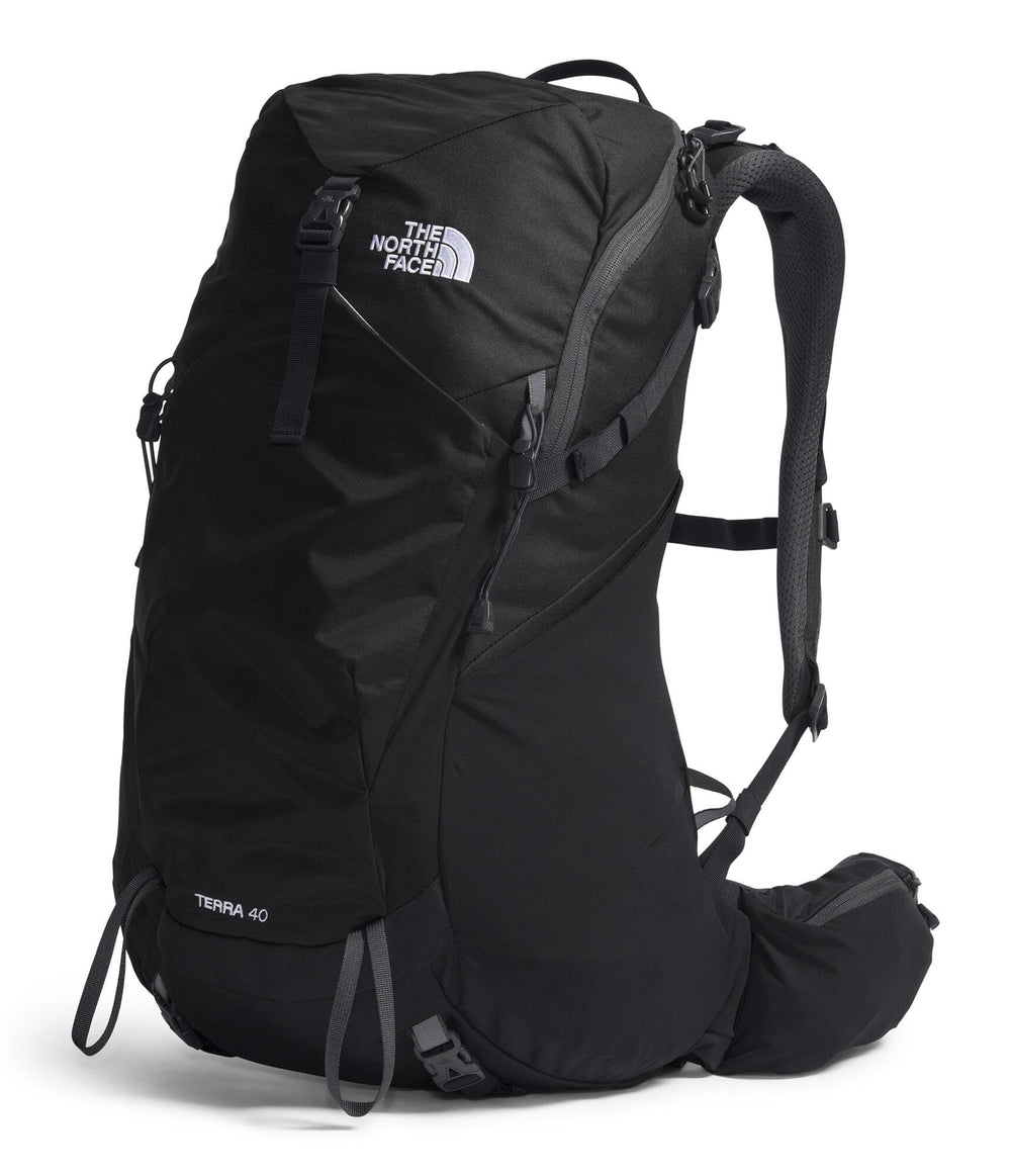 The North Face Terra 40 side view highlights easy access storage and streamlined silhouette.