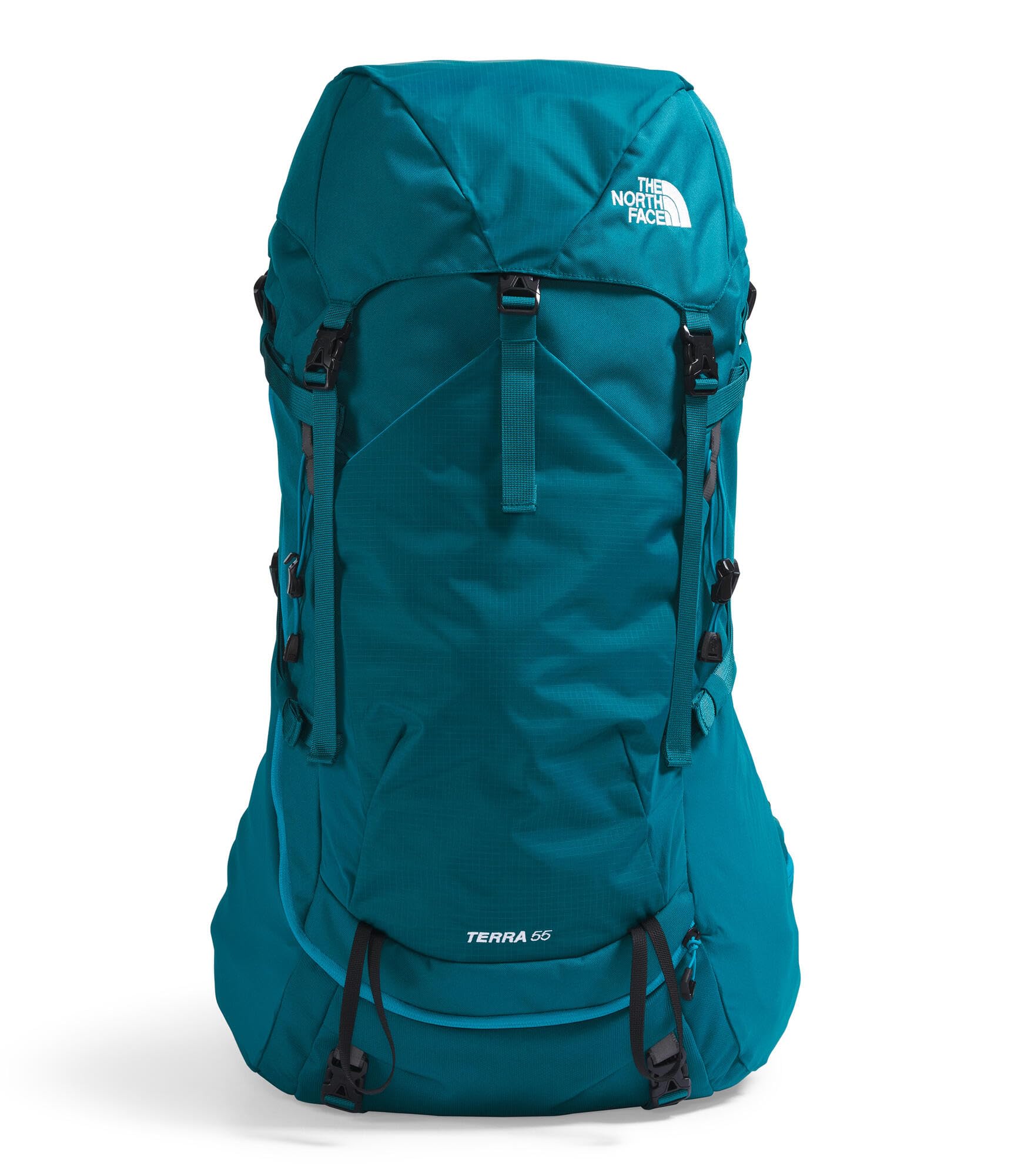 The North Face Terra 55 front view for long hikes with easy-access storage.