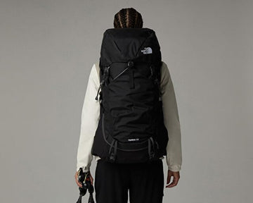 Terra 55 shown with pole attachment for secure trekking poles