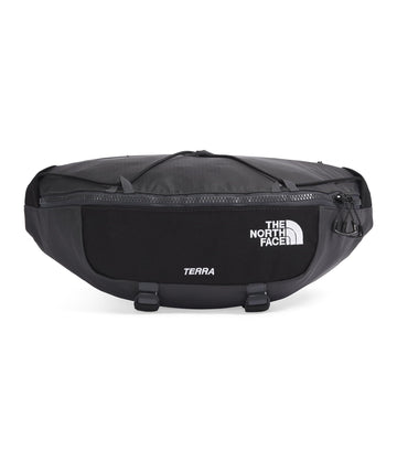 The North Face Terra Lumbar Hip Pack back view shows compact 6L storage for quick-access gear.