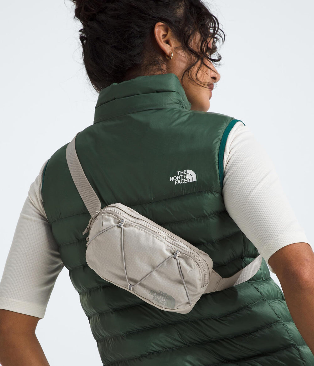 The North Face Terra Lumbar hip pack material detail, durable ripstop with water repellent finish.