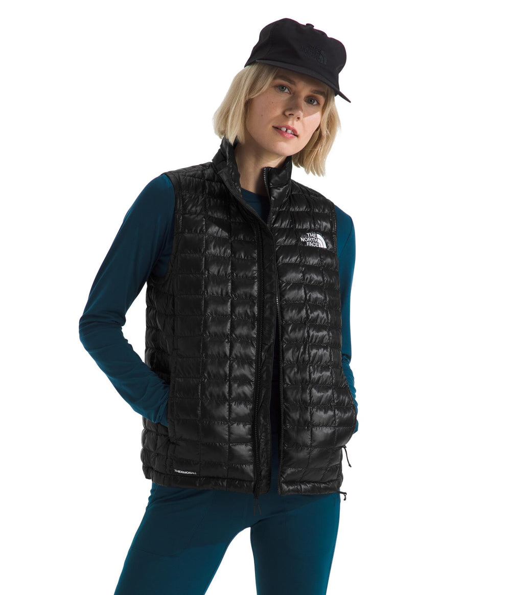 The North Face ThermoBall Vest front view shows lightweight warmth for city and trail