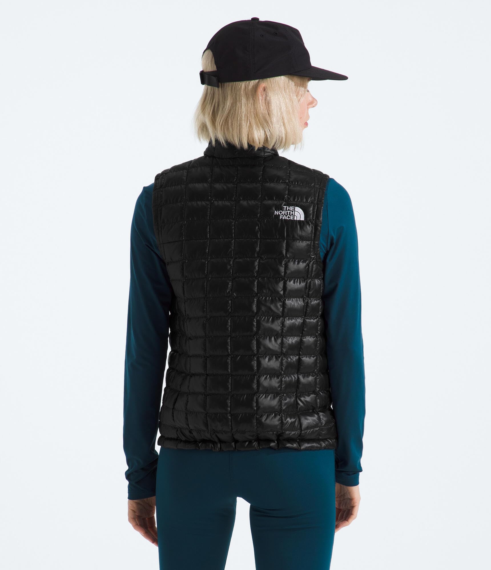 The North Face ThermoBall Vest packable pocket view demonstrates easy packing and on-the-go warmth