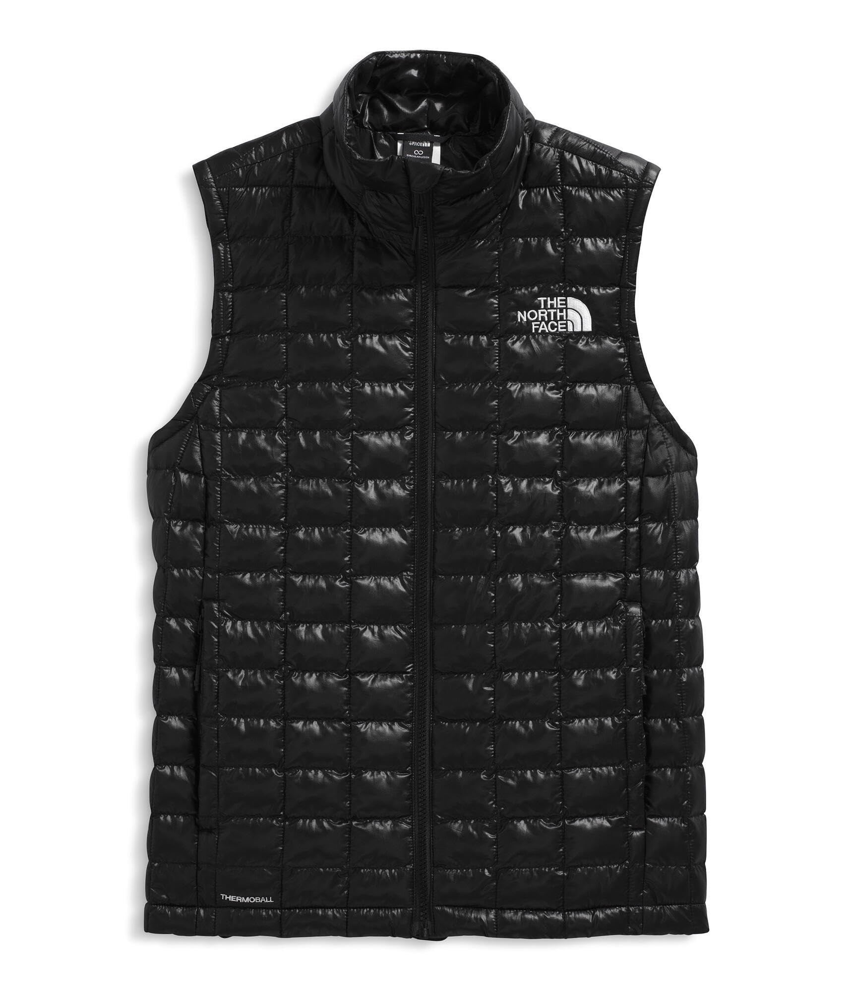 The North Face ThermoBall Vest sustainability badge signals eco-conscious materials and responsible design