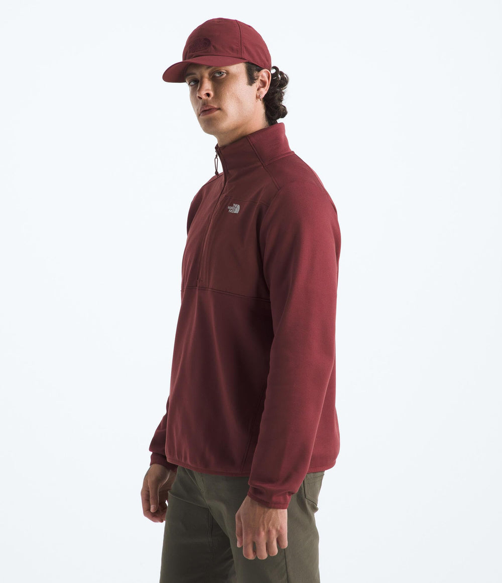 The North Face TNF Performance Fleece Quarter Zip Jacket chest pocket closeup showing secure storage