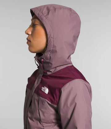 Packable storage pocket demo for Antora Triclimate, ideal for travel and layering.