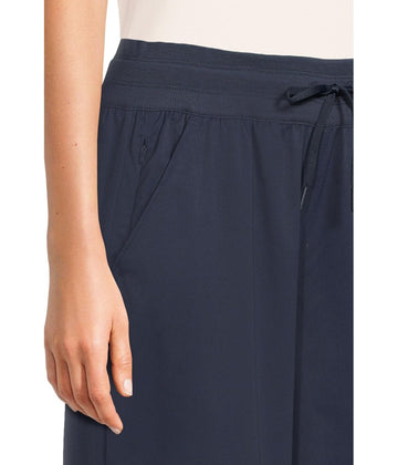 The North Face Aphrodite Arise wide-leg pant fabric dries quickly for active days.