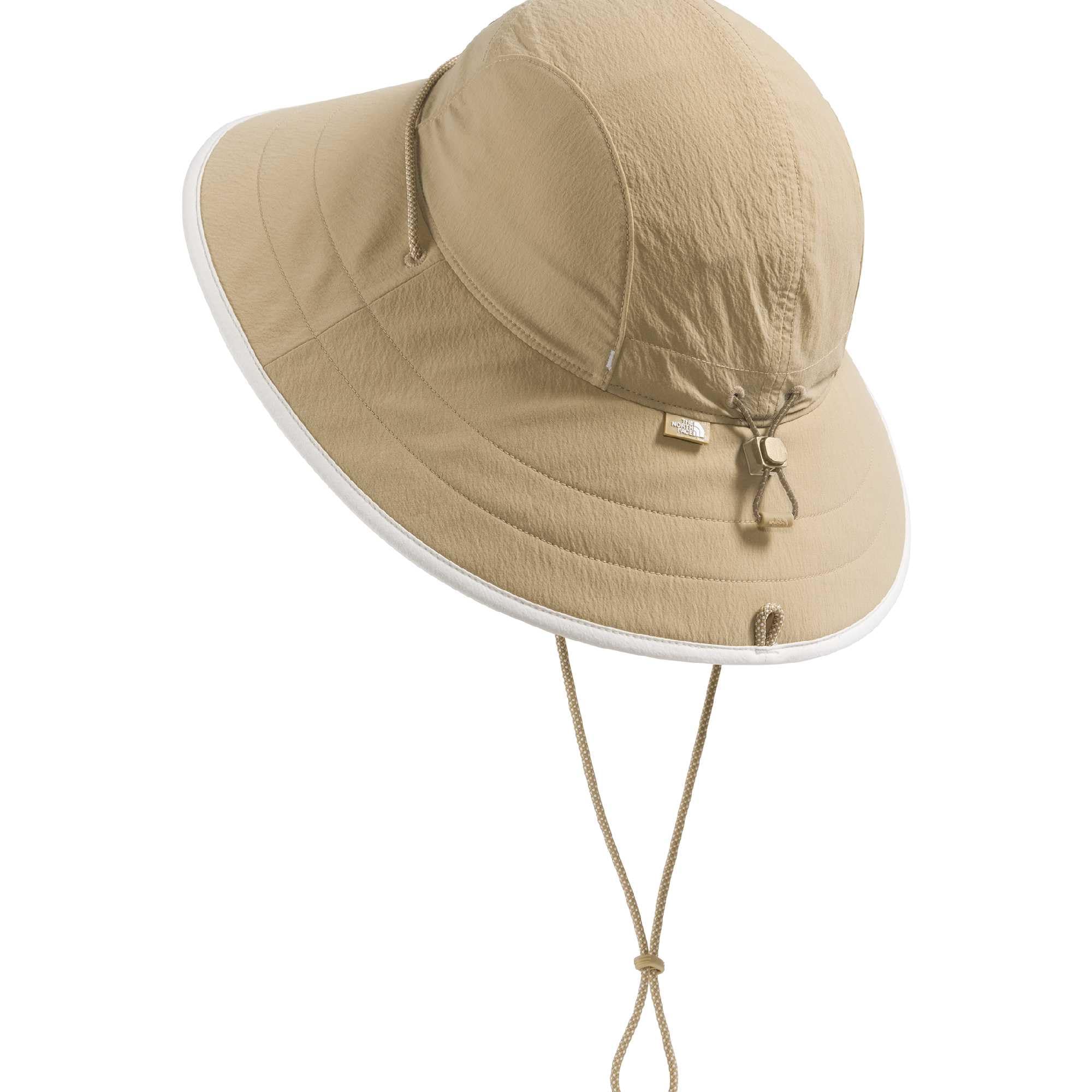 The North Face Women’s Class V Brimmer side view showing adjustable chin strap for windy trails.