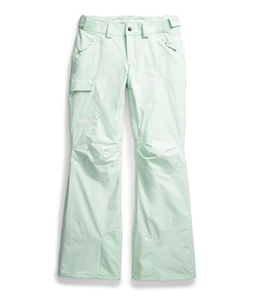 The North Face Women's Freedom Insulated Pant in pale green shown with winter gear