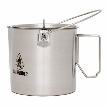 The Pathfinder School 32oz bush pot dimensions show compact camp cookware for solo trips.