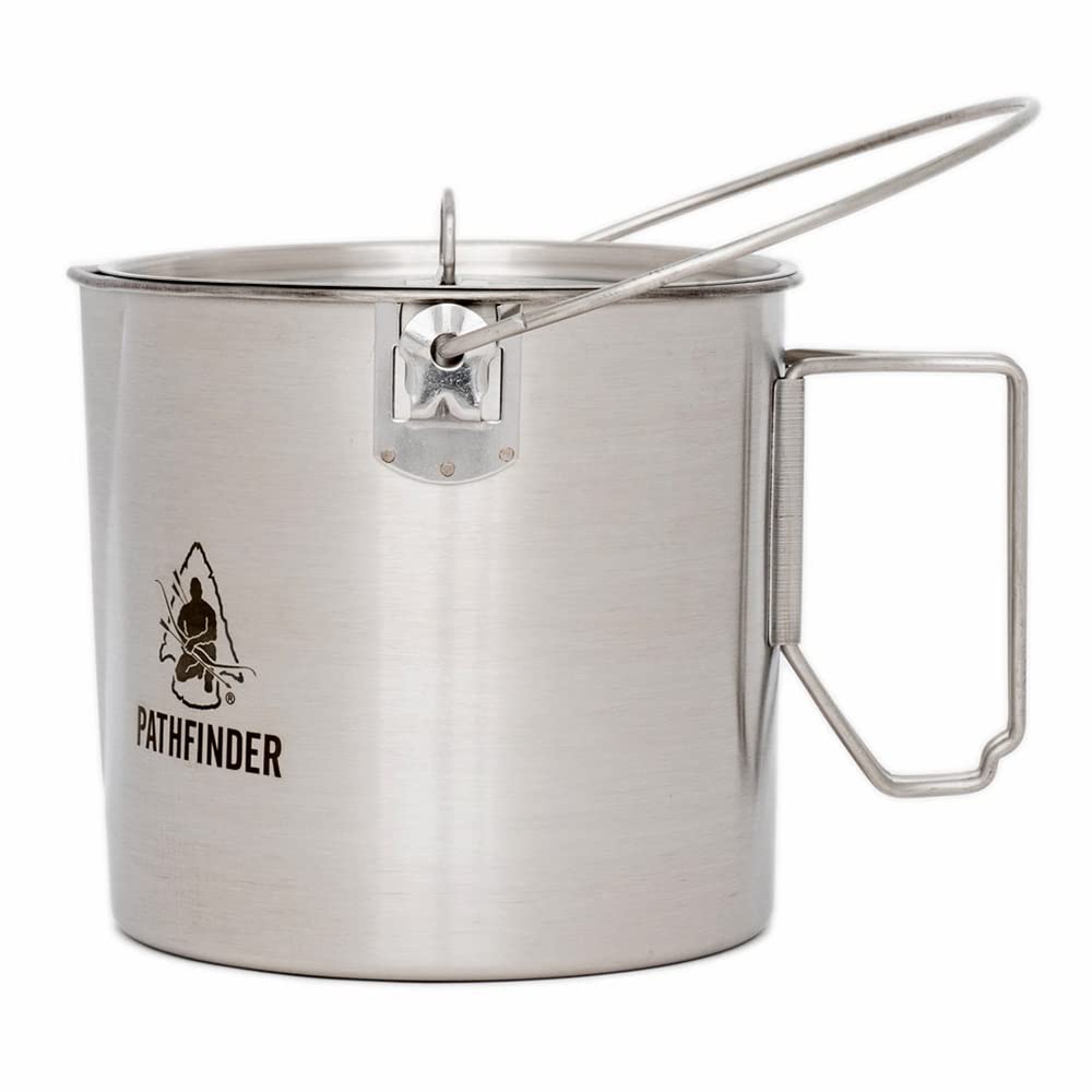 The Pathfinder School 32oz bush pot dimensions show compact camp cookware for solo trips.