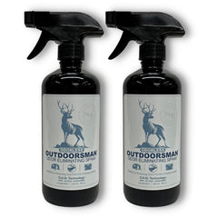 The Stink Solution Odorless Outdoorsman bottle pour for quick odor neutralization.