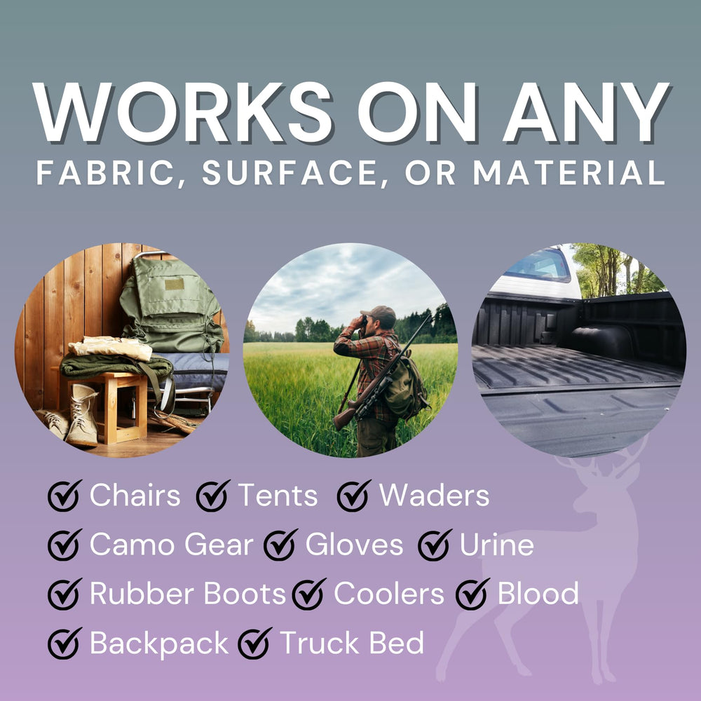 Spray-on application on camping gear with Odorless Outdoorsman for odor control.
