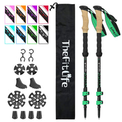 TheFitLife carbon fiber trekking poles collapsed for easy packing.