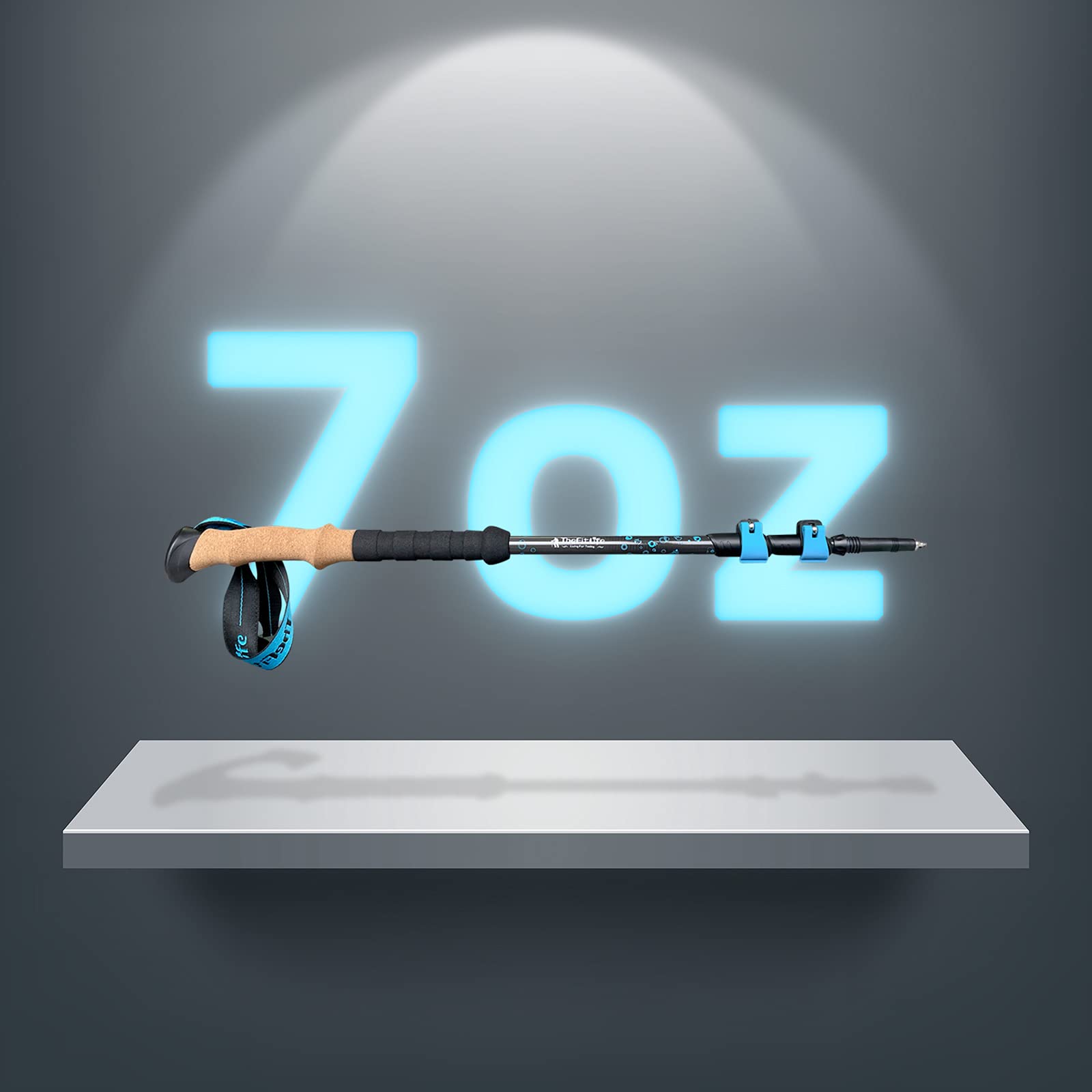 TheFitLife carbon fiber trekking poles extended to tall length for versatility.