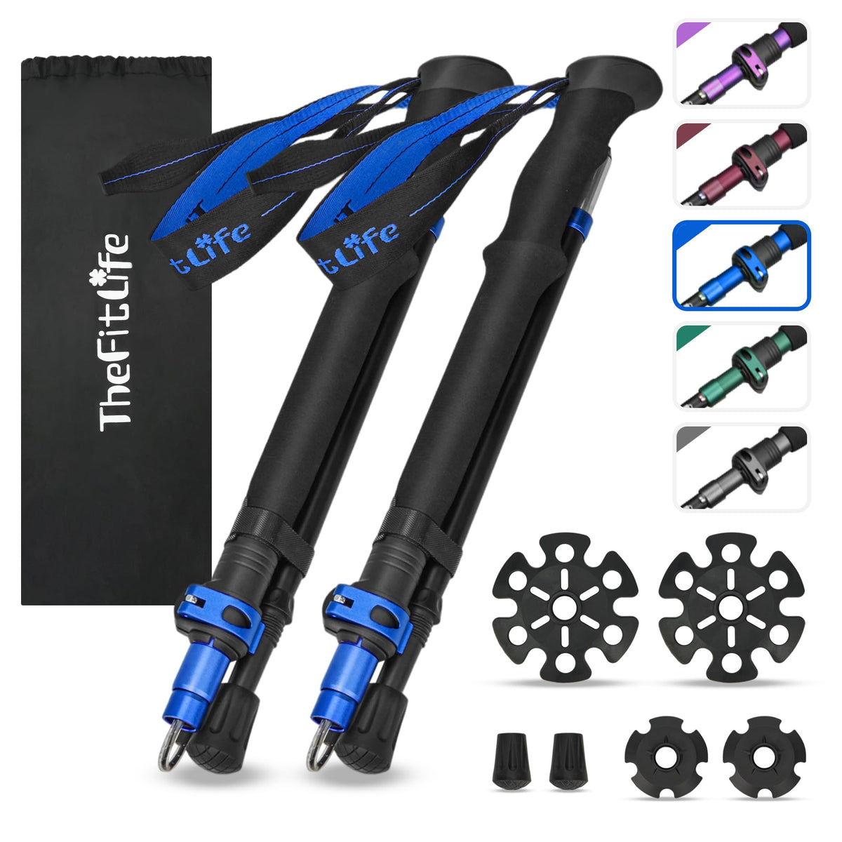 TheFitLife collapsible trekking poles with extended foam handle offer comfortable grip on long hikes.