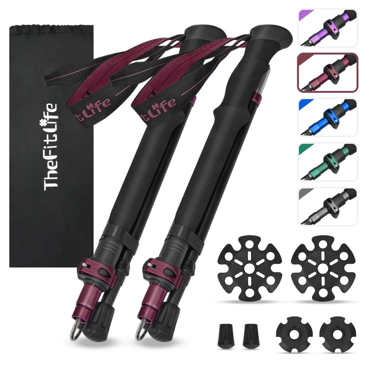 TheFitLife collapsible trekking poles unfolded on trail for secure grip
