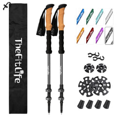 TheFitLife trekking poles aluminum body provide lightweight stability on rugged trails.