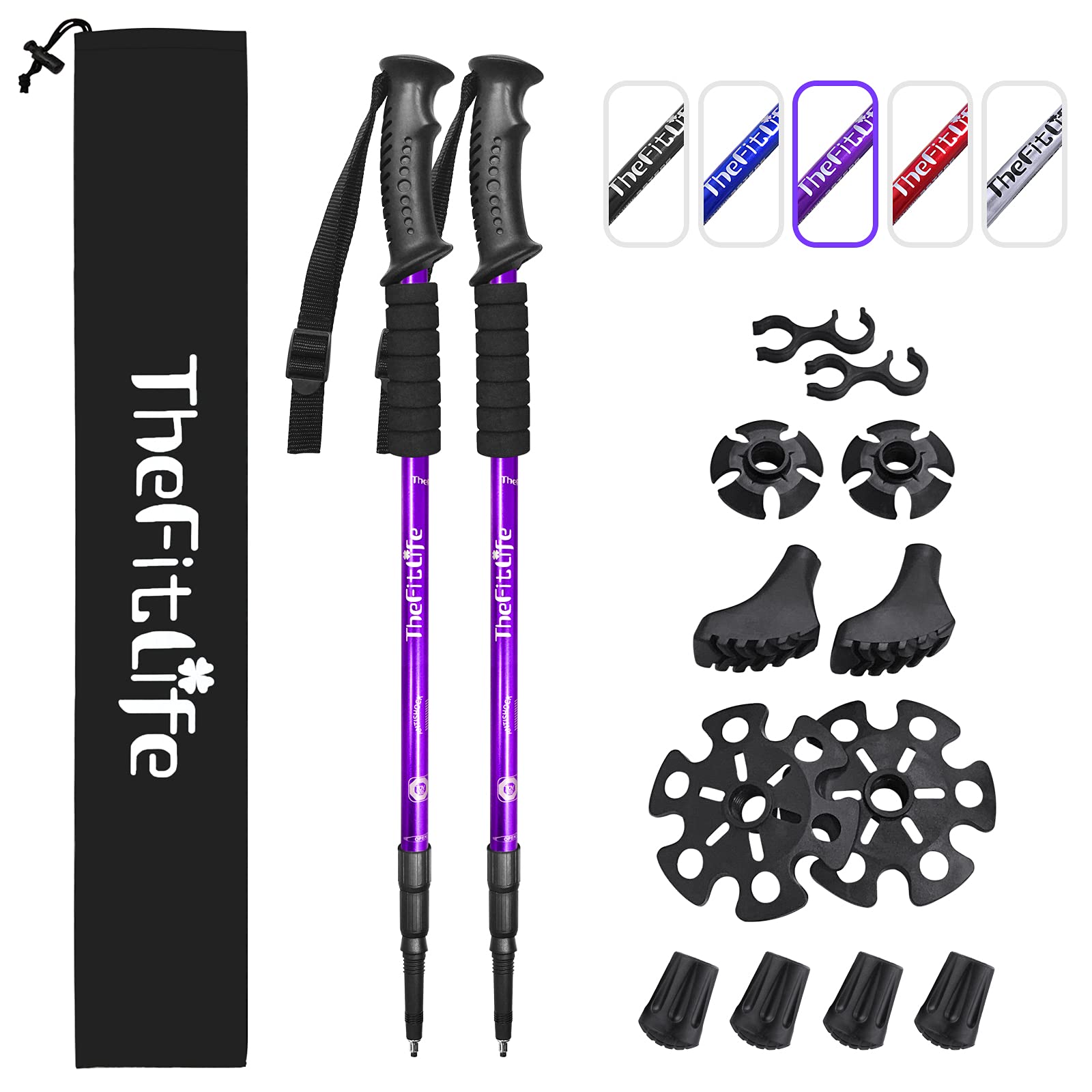 TheFitLife trekking poles extended length for tall hikers and stability