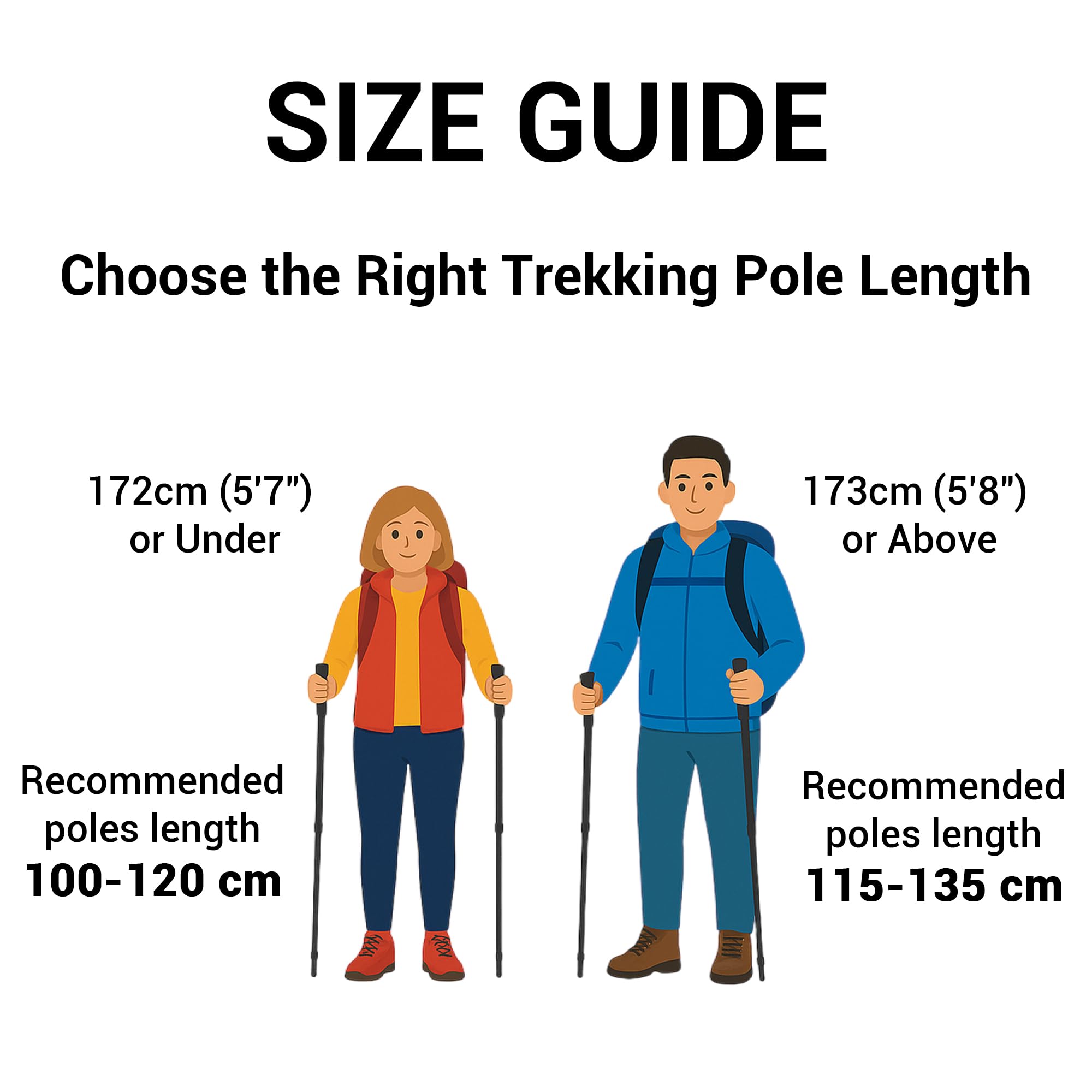TheFitLife trekking poles metal flip lock maintains stable height changes